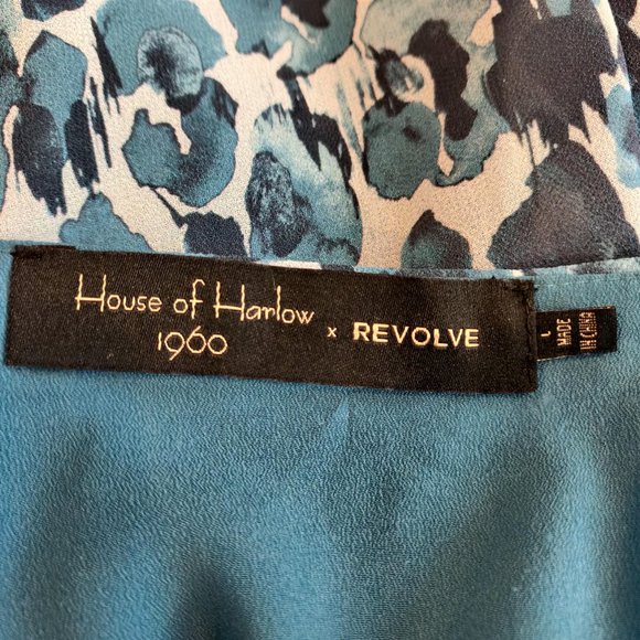House Of Harlow x Revolve Womens Cici Blue Watercolor Asymmetric Flowy Skirt L - Picture 7 of 9